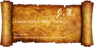 Javorszki Márta névjegykártya